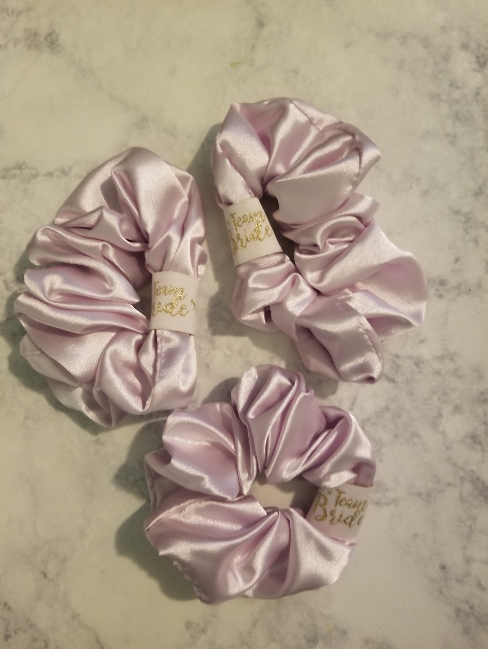 Lot Of Three Satin Lilac Scrunchie -  Team Bride